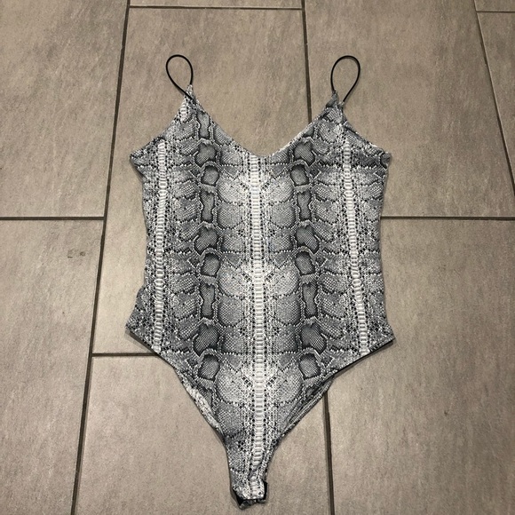 grey snakeskin bodysuit
